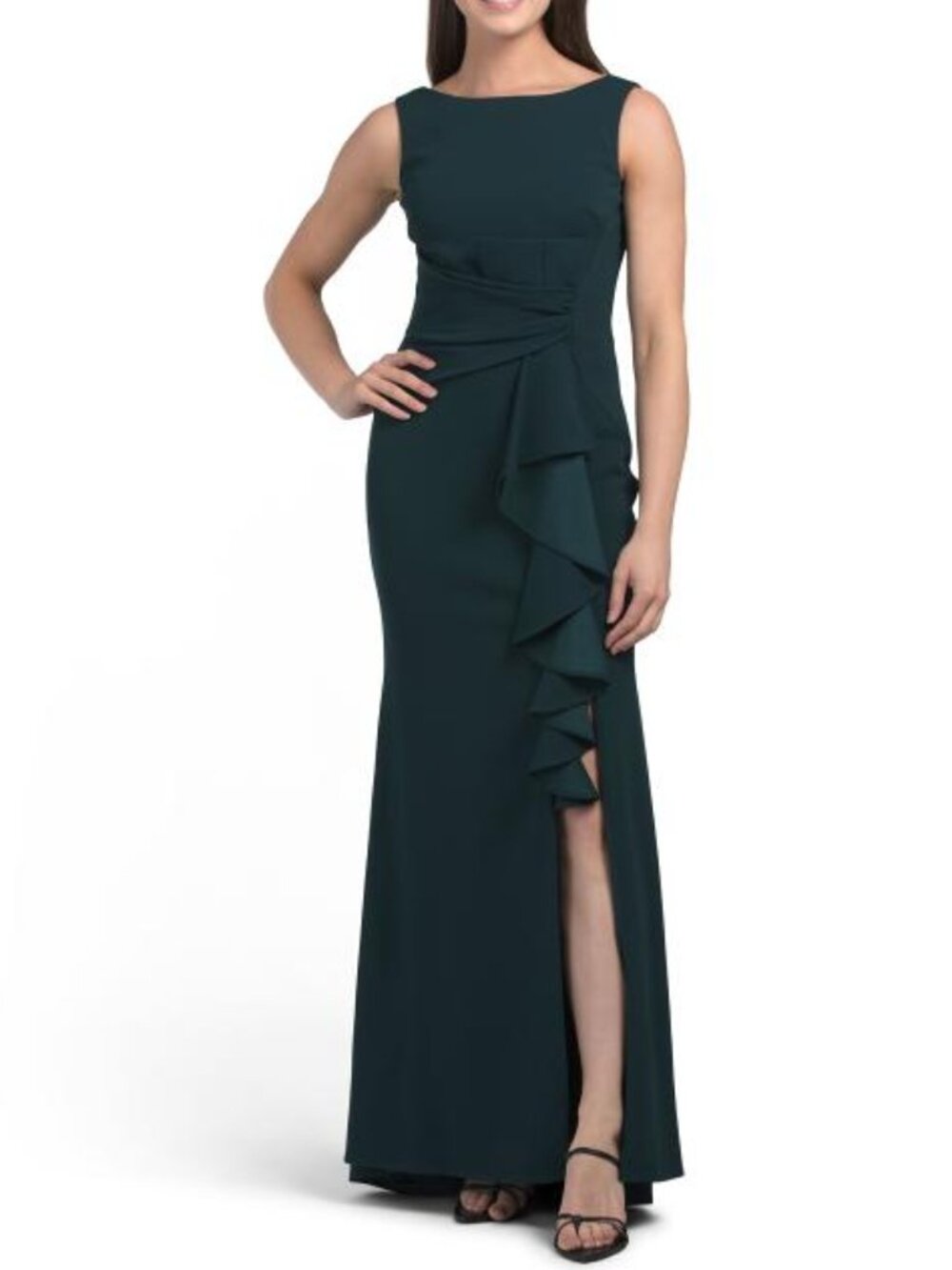BETSY & ADAM Long Boat Neck Scuba Gown